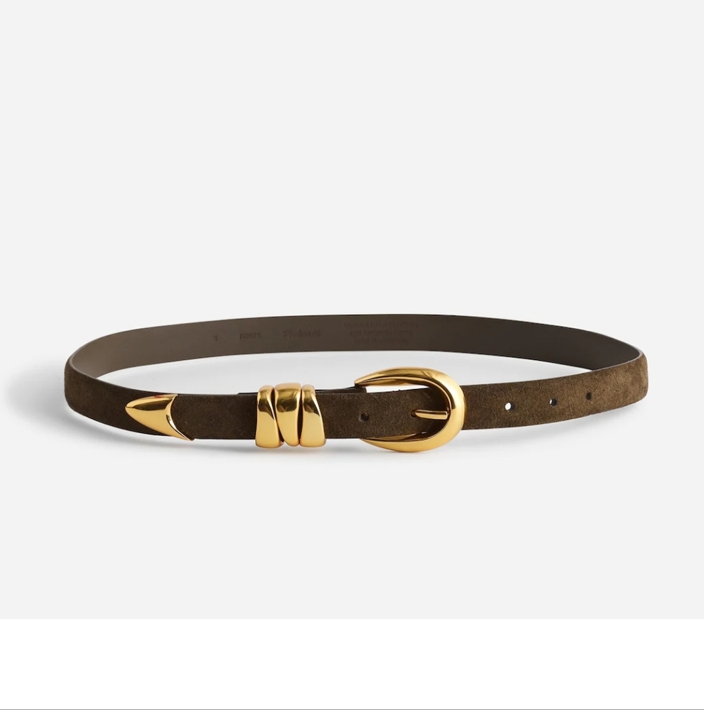 Madewell triple Metal Keeper Belt in Suede SHADED OLIVe sz M